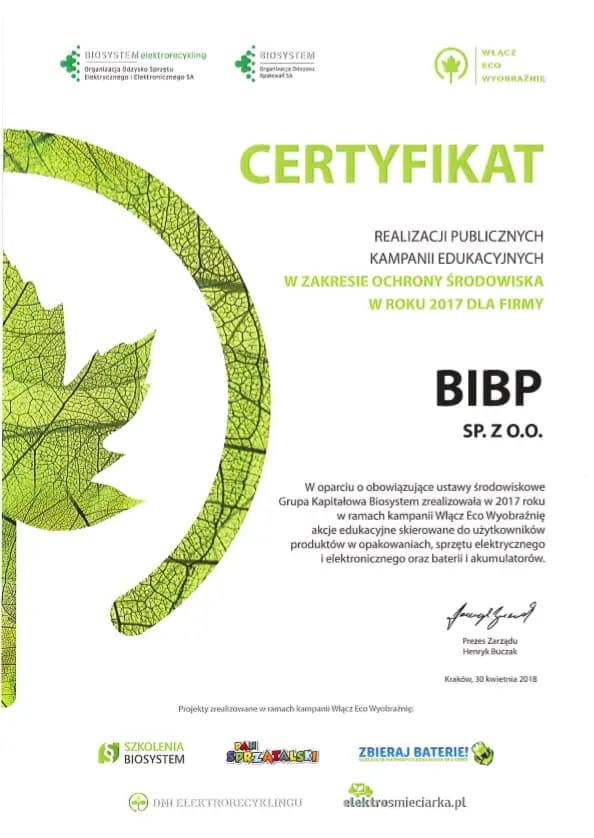 Eco certificate